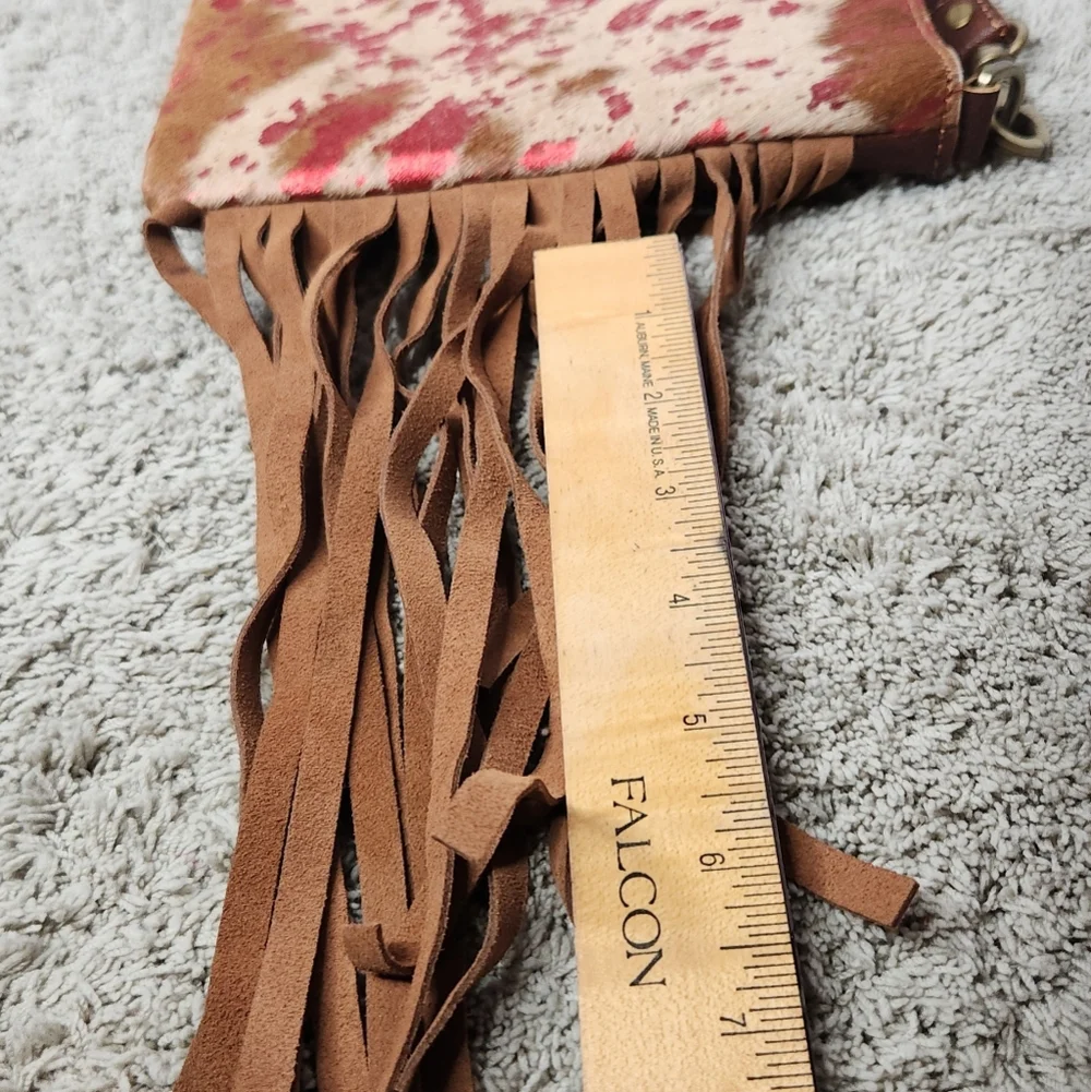 American Darling Crossbody Cowhide & Leather Purse With Fringe - Picture 7 of 13